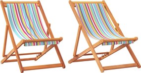 vidaXL 2 db összecsukható többszínű szövet strandszék