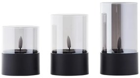 Brilliant - 3 darabos BOUGIE LED gyertya szett LED/2xAA IP44, fekete/füstszínű