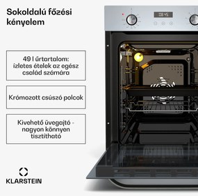 Klarstein SmartSlim sütő, Slim kivitel, 9 funkció, 49 l térfogat, könnyű tisztítás, EEK A