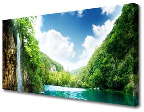 Vászonkép falra Forest Lake Mountain Nature 100x50 cm