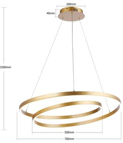 Brilagi-LED Dimmelhető kábeles függeszték TWISTER LED/75W/230V Ø 70 cm arany +távirányító