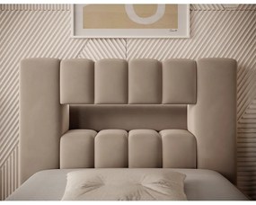 Világosbarna kárpitozott ágyneműtartós egyszemélyes ágy ágyráccsal 90x200 cm Lamica – ELTAP