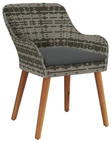 3 darabos Kerti Étkező Szett Szürke Poli Rattan