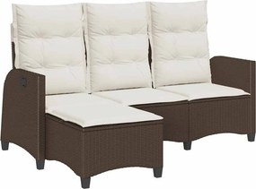 vidaXL L-alakú barna polyrattan fekvő kerti kanapé párnákkal