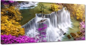 Vászonkép 60x30 Lila a zuhatag körül