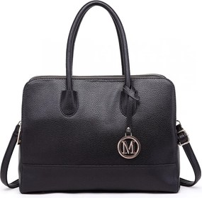 Fekete nagyméretű shopper táska medállal „Avery”