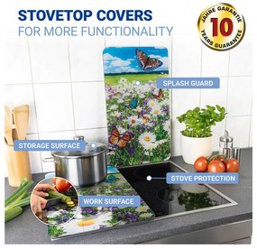 Edzett üveg tűzhely fedőlap szett 2 db-os 52x30 cm Summer Meadow – Maximex