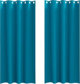vidaXL Fekete Függöny Gyűrűkkel 2 pcs Türkiz 245 x 140 cm Poliészter
