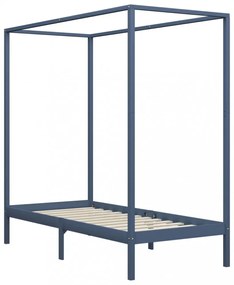 szürke tömör fenyőfa baldachinos ágykeret 100 x 200 cm