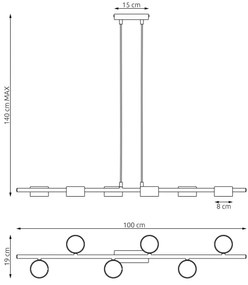 Csillár zsinóron SORA 6xGX53/12W/230V fekete