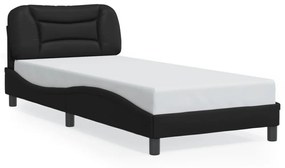 fekete műbőr ágykeret LED-világítással 90x190 cm