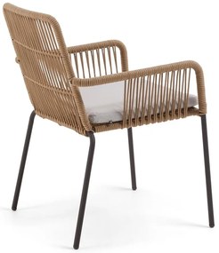 Samt acélszerkezetű és kötélhúrozású kerti szék - Kave Home