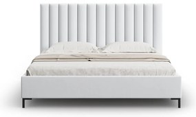Világosszürke kárpitozott ágyneműtartós franciaágy ágyráccsal 200x200 cm Casey – Mazzini Beds