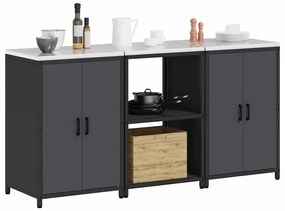 Konyhai Tároló Készlet 3 pcs Antracitszürke 180 x 50 x 92 cm
