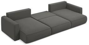 Sötétszürke bársony kinyitható-tárolóhelyes (U alakú) sarokkanapé Kapua – Makamii