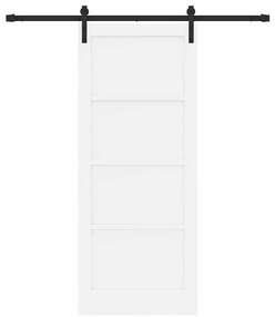 Csúszó Ajtó Fehér és fekete 83 x 202 cm Tömör fenyő és acél
