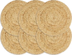 vidaXL 6 db sima természetes színű kerek jutaalátét 38 cm