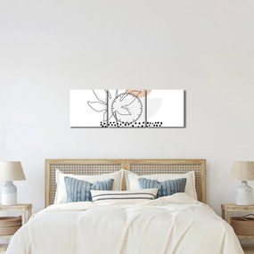 Kép - Vonal művészet virágok N⁰3 (órával) (90x30 cm)