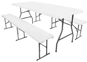 GARTHEN Kerti összecsukható bútor készlet 180 cm fehér