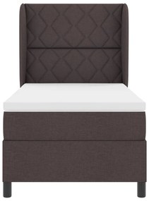 Boxspring Ágy Mattal Sötétbarna Színben, 90x200 cm, Anyag