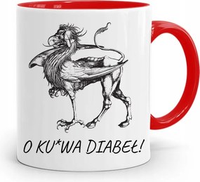 Piros Vicces Bögre Vicces Az Ördögről! fényképes nyomattal