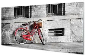 Üvegképek Piros bicikli egy kosár 100x50 cm
