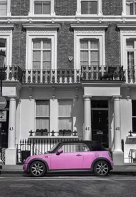 Poszter 68x98cm HĂĄz az Ășton parkolĂł autĂłval, Assaf Frank