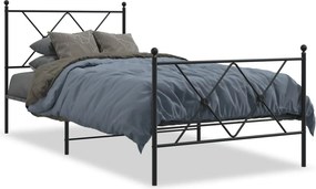 vidaXL fekete fém ágykeret fej- és lábtámlával 90 x 200 cm