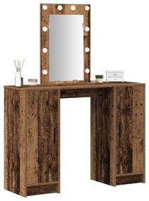 LED Lámpás Öltözőasztal Régi Fa 102x33x135 cm