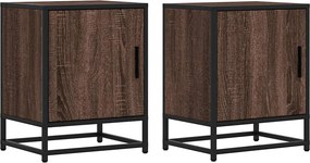 vidaXL éjjeliszekrények 2 db barna tölgy 40x31x50 cm műfából és fémből