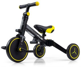 Gyerek háromkerekű bicikli 4az1-ben Milly Mally Optimus Plus tolókarral black