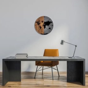 Fali dekoráció 56 cm átmérő, fa/fém térkép