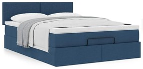 Ottomán ágy matraccal kék 140x190 cm szövet