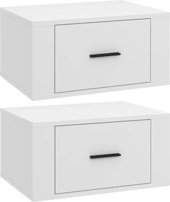 Függő éjjeliszekrény asztallappal, fa, fehér 50x36x25 cm