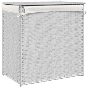 fehér polyrattan szennyeskosár 2 rekesszel 53x33x57 cm