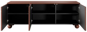 Sonatia II háromajtós TV szekrény, gömblábakon - 150 cm - bordó