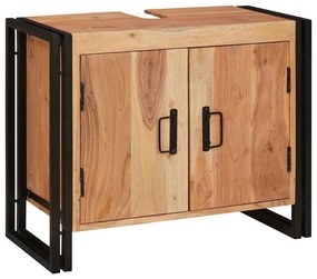 Fürdőszobai mosdószekrény 71 x 33 x 58 cm Tömör akácfa és vas