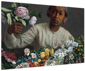 Kép - Frédéric Bazille, Young Woman with Peonies, reprodukciók (90x60 cm)