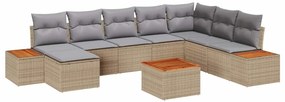 vidaXL Kerti Kanapé Szett párnával 9 pcs Bézs Poli rattan