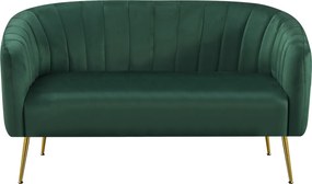 Design kétszemélyes kanapé, sötétzöld Velvet szövet/gold króm-arany, BAGY