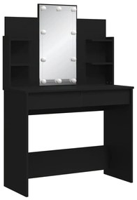 fekete fésülködőasztal LED-del 96x40x142 cm