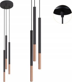 Függőlámpa kerek tetőkárpittal fekete színben Fonott kábel 3xG9