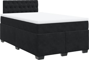 vidaXL fekete bársony rugós ágy matraccal 120x190 cm