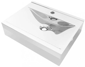 vidaXL ezüstszínű kerámia mosdókagyló túlfolyóval 60 x 46 x 16 cm