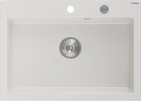 Mexen Elix gránit mosogató 1-medencés 700 x 500 mm, fehér, króm szifon - 6526701005-20