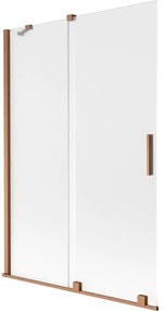 Mexen Velar, 2 szárnyas eltolható kádparaván 120 x 150 cm, 8 mm mattüveg, rézmatt, 896-120-000-31-65