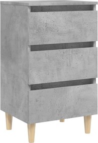 vidaXL betonszürke éjjeliszekrény tömör fa lábakkal 40 x 35 x 69 cm