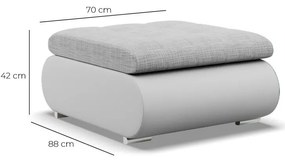Tokio puff, fonott + műbőr, szürke - fehér