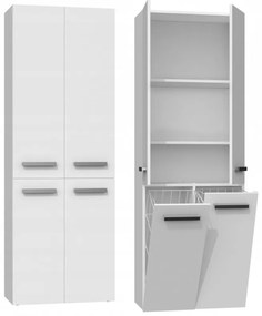 Drohmo 2K DD fürdőszoba szekrény, 60x174x30 cm, fehér