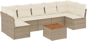 vidaXL 8 részes bézs polyrattan kerti ülőgarnitúra párnával